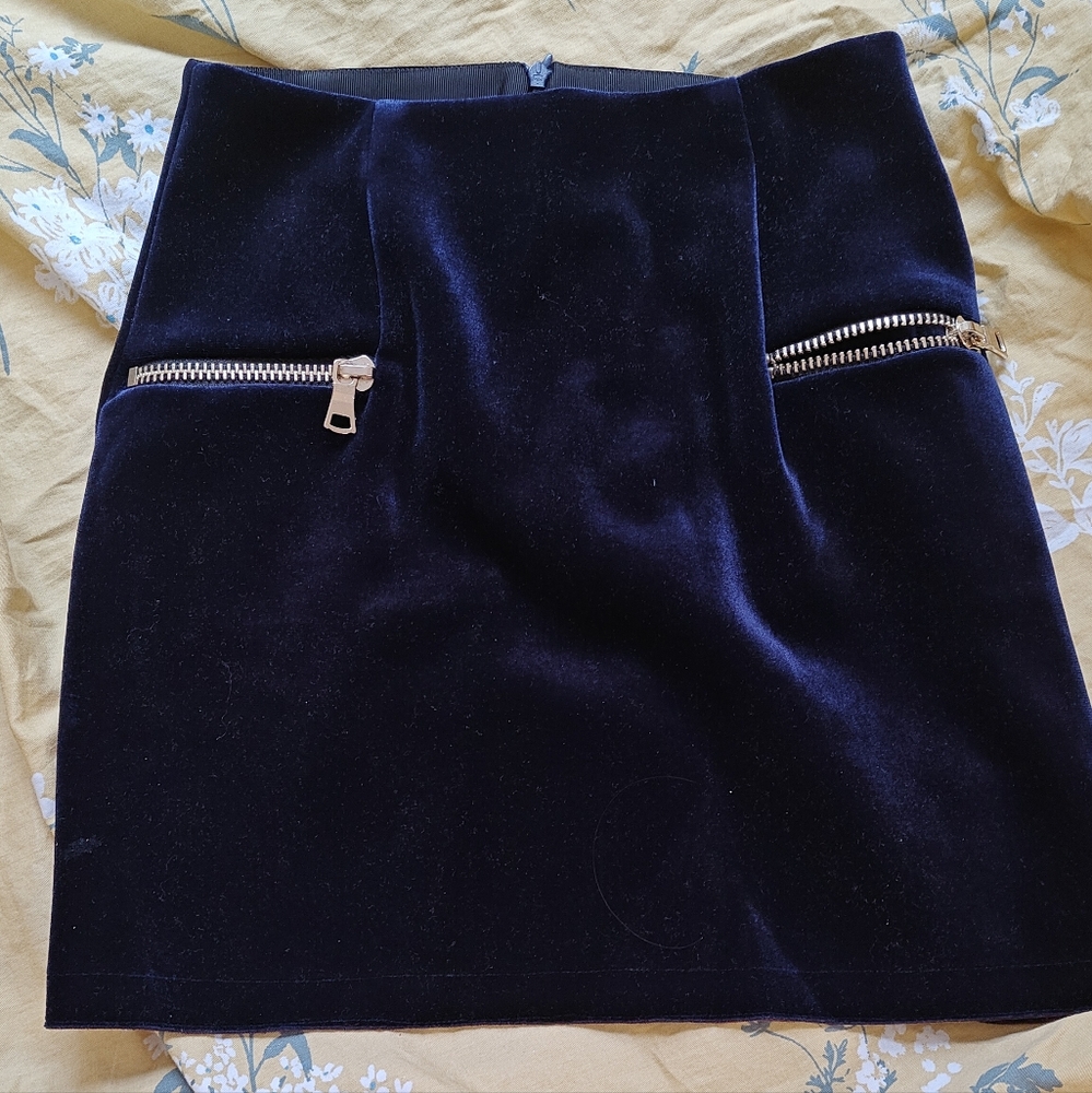 Sandro Blue velvet skirt
